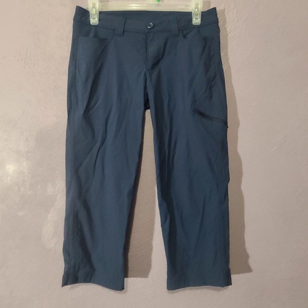Eddie Bauer Capri Pants Womens 4 Navy Blue Nylon Stretch Hiking Outdoor Low Rise